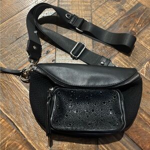 Madden NYC Women's Crystal Fanny Pack Crossbody, Black